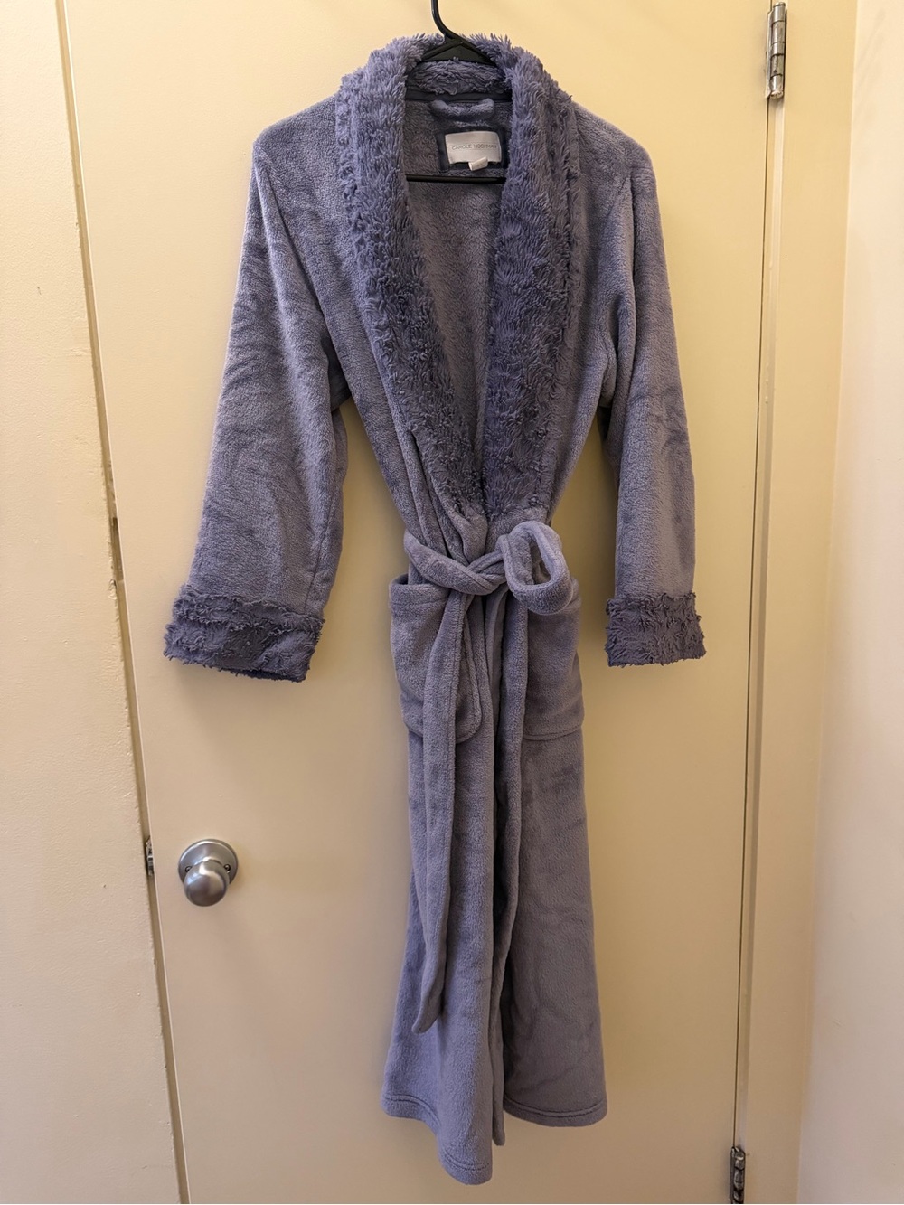Midnight by Carole Hochman Plush Shawl-Collar Long Robe in Lavender